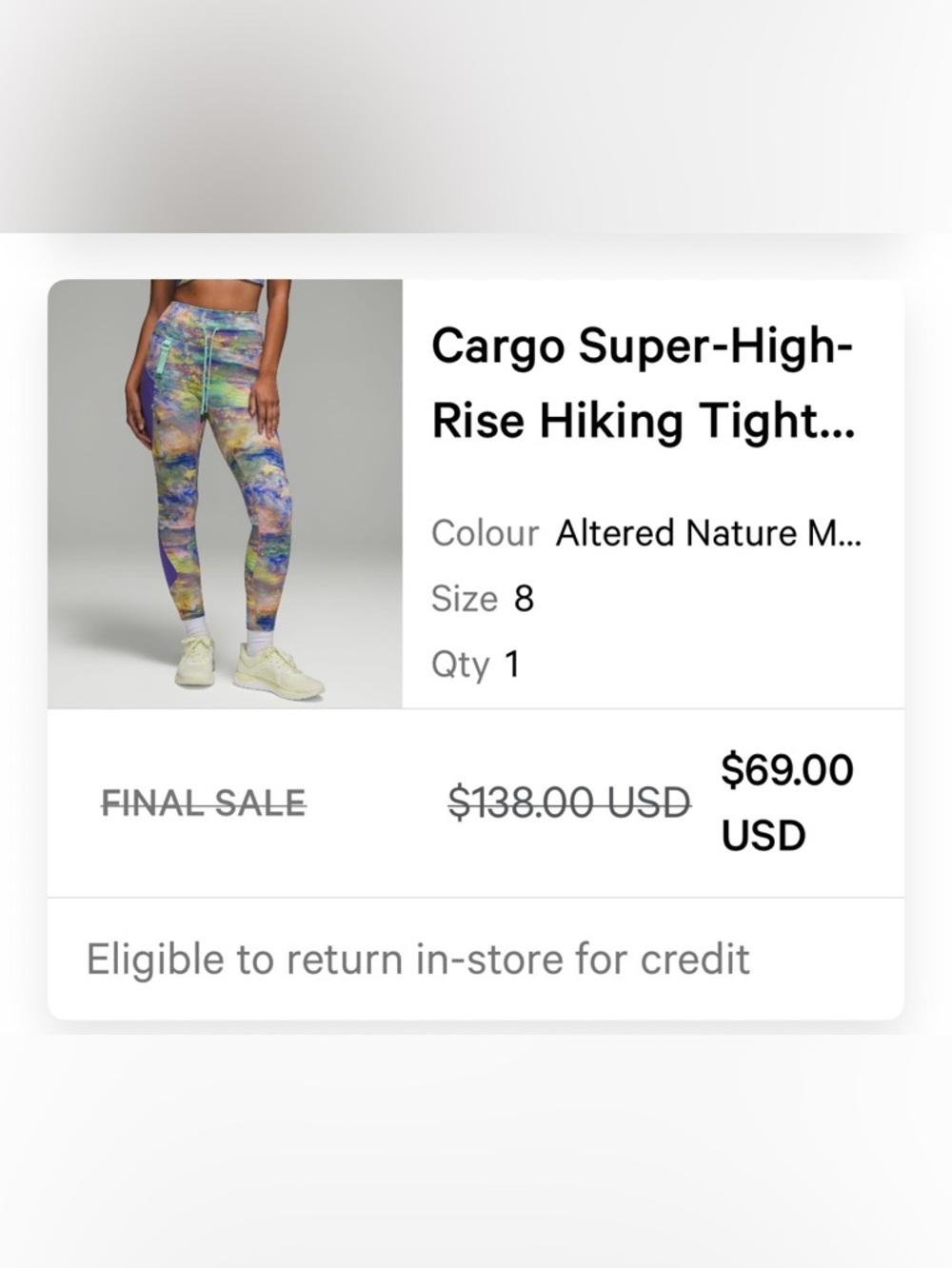 Lululemon Cargo Super High-Rise Hiking Tight 25” in Altered Nature Size 8 - Picture 9 of 13